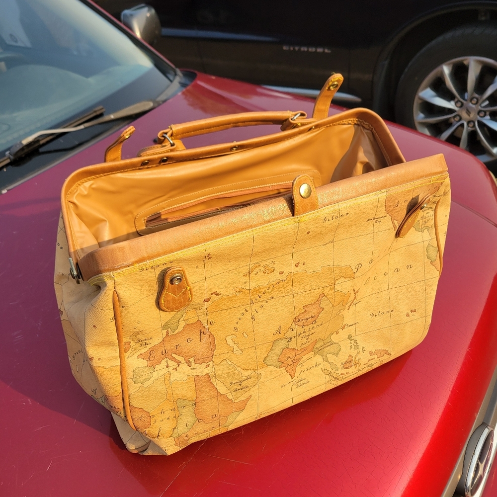 Vintage GITANO Atlas Map Print Weekend/Travel Duffel Carry On Bag